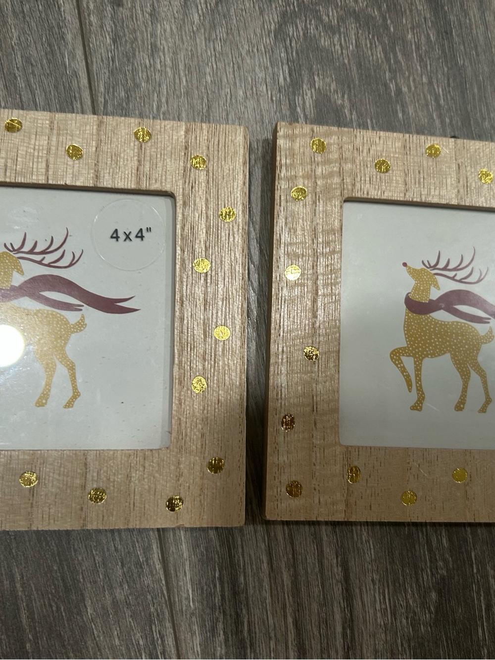 Natural Wood Picture Frame with Gold Dot Accent - 4x4 (Set)